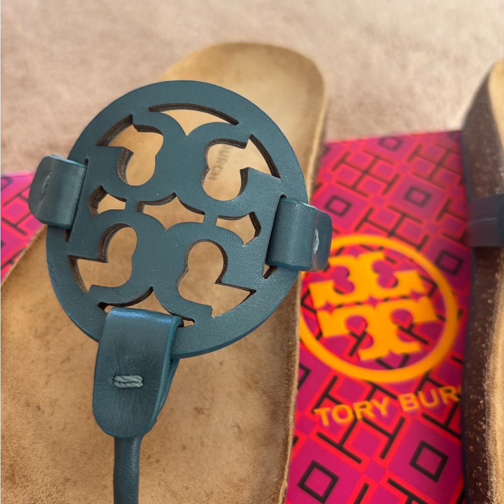 Tory Burch Miller Cloud Leather Sandals - Brisk Blue